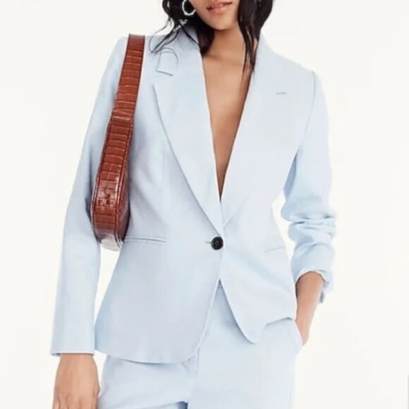 J.Crew Parke Linen Blend Blazer Jacket Size 10T Blue - Picture 1 of 13
